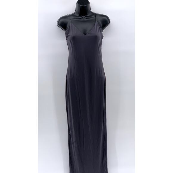 SHEIN Women's Dark Gray V-neck Spaghetti Strap Maxi Dress SZ 2 - Picture 1 of 9